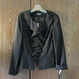 John Meyer black ruffled dressy jacket. Size 10 NWT